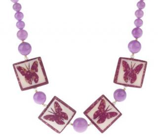 Lee Sands Butterfly Tile & Cultured Pearl Necklace   J260698