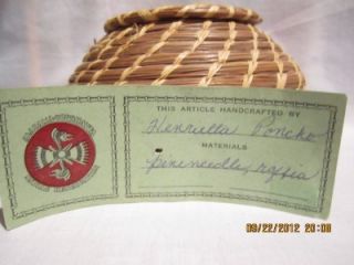  Native American Indian Louisana Coushatta Basket & Lid 4 1/2 D Signed