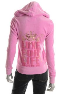 Juicy Couture New Pink Velour Luxelife Long Sleeve Full Zip Front