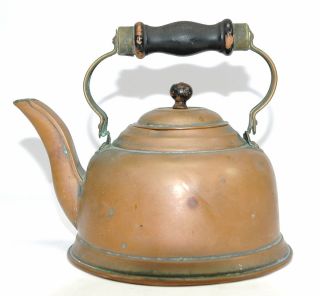 Antique Copper Kettle Small Teapot Marked PM Co 1 as Found Vintage 6