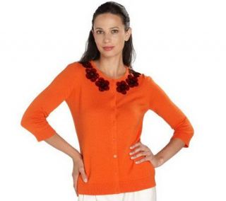 Isaac Mizrahi Live! 3/4 Sleeve Cardigan with Paillette   A202765