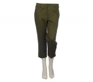 Kelly by Clinton Kelly Fly Front Cropped Pants with Side Slits 
