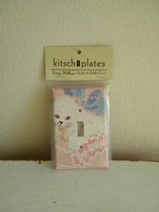 Vintage Pink Kitten Kitten White Wallpaper Switch Plate Cover Wall