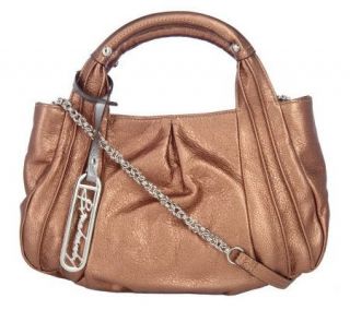 Makowsky Glove Leather Convertible Satchel with Chain Accent