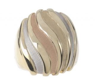 VicenzaGold Bold Tri color Wave Design Ring, 14K Gold —
