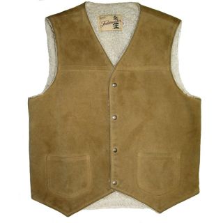   Vintage Fieldmaster Suede Leather Sherpa Western Cowboy Vest Tan M