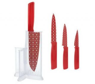 Kuhn Rikon 4 pc. Nonstick Patterned Knife Set with Display Stand