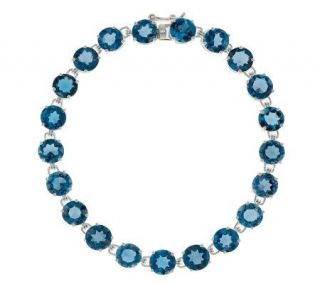18.90 ct tw Round London Blue Topaz 6 3/4 Sterling Tennis Bracelet