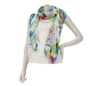 Collection XIIX Floral Print Scarf with Fringe —