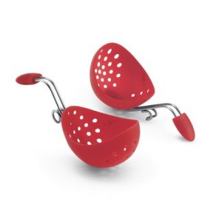 Cuisipro Silicone Egg Poacher Set of 2 Poachers Red with Pan Clips