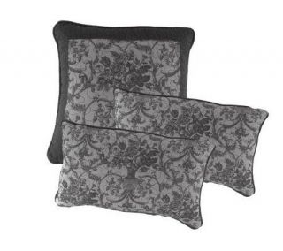 Set of 3 Decorative Toile and Velvet Pillows by Valerie —