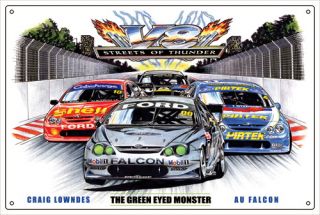 Craig Lowndes AU Falcon Car Tin Sign Green Eyed Monster