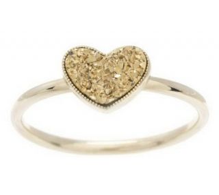 Drusy Quartz Stackable Heart Ring 14K Gold —