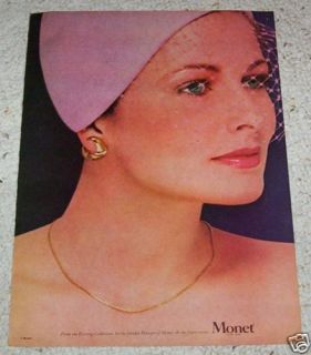 1979 Monet Jewelry Cristina Ferrare Earrings Print Ad