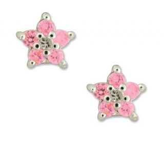 Disney Diamonique Sterling Princess Pink FlowerStud Earrings   J303389