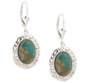Sterling Nevada Gemstone Oval Cabochon Lever Back Earrings —