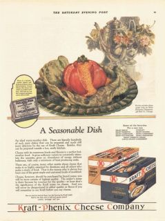 1928 Ad Kraft Phenix Philadelphia Cream Cheese A Seasonable Dish