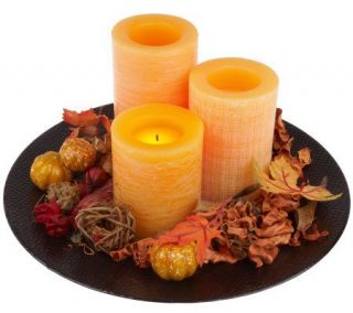 Candle Impressions Fall Flameless Candles w/Timer Centerpiece 