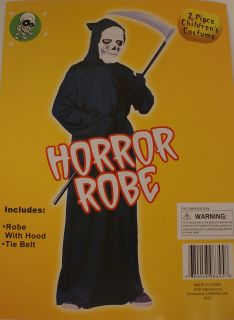 Kids Horror Robe Grim Reaper Costume Outfit Child 2pc Childrens