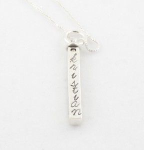 Sterling Silver Swivel Bar Necklace Handstamped Personalized Custom