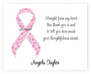 30 Personalized Custom Pink Ribbon Breast Cancer Thank You Cards
