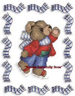 January Bear Cross Stitch 2 Embroidered Hand Towels by Susan