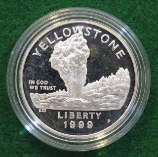 1999 Yellowstone National Park Commemorative Proof Silver Dollar