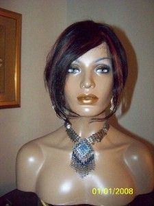 Front Lace Human Indian Hair Remi Remy Wig Short Cut Style Black Red