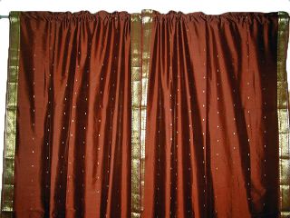 Brown Window Curtain Drape Artsilk Sari Curtains Drapes Panel 96