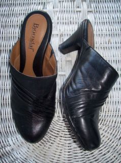 Bjorndal Cathy Black Leather Slip Ons Mules 2 3 4 Heels Womens Size