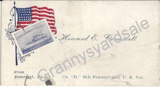 Antique Personal Calling Card Cromwell 10th Pennsylvania Volunteers