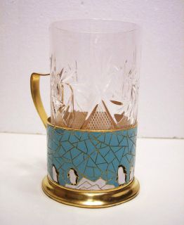  Glass Holder (Podstakannik) with New Russian Crystal Glass