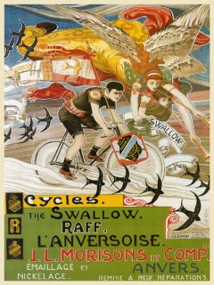 CYCLES Bicycle Angel Lady Anvers French Large Vintage Poster Repro