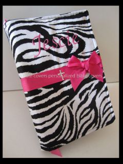 Bible Cover Custom Name Personalized Free Zebra Pink