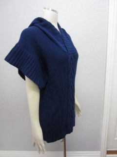  Cynthia Vincent  Blue Cashmere Chunky Hoody Sweater P