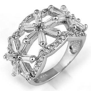 Round Cubic Zirconia Star Style Engagement Wedding Ring Sterling