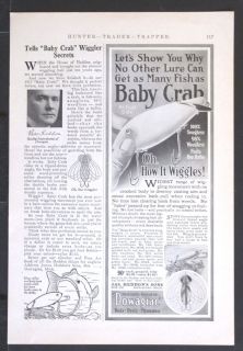 1917 Heddon Dowagiac Baby Crab Wiggler Fishing Bait Lure Magazine Ad