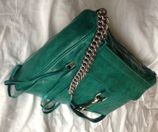 Rebecca Minkoff Teal Leather Mac Daddy Purse Handbag Clutch RARE Color