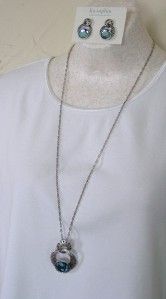  Sophia Kiam CALEIGH Necklace & Earrings~$90~NWT Blue Crystal/Silver
