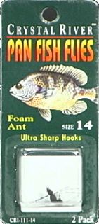 Crystal River Pan Fish Flies Foam Ant Size 14 Quantity 2 Ants per Pack