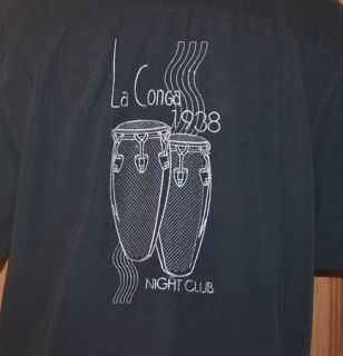 Cubavera La Conga Night Club 1938 Short Sleeve Black Casual Shirt Mens