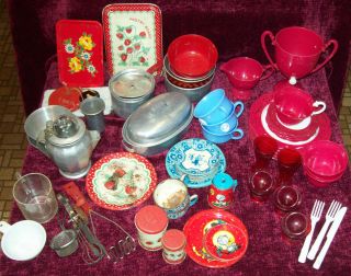  Dishes Utensils Pots Pans Plates Glasses Coffee Cups 50s Lot