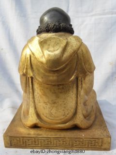 10Chinese Bronze Gilt Dharma Bodhidharma Damo Statue