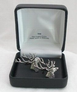 Stag Cufflinks Fine English Pewter Hunting Shooting