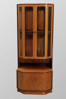 danish modern teak china display curio cabinet
