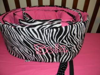 Minky Dot Hot Pink Zebra Crib Bedding 4P Blanket Girl
