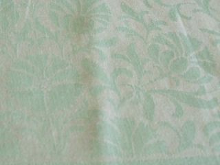 627 Vtg Linen Blend Damask Tablecloth Set w 12 Napkins Seafoam Green