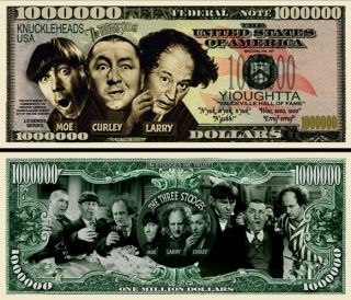Three Stooges Curly Larry Moe Fake Million Dollar Bill