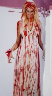Carrie Prom Queen Nightmare Halloween Fancy Dress Costume with Wig s M