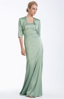 JS Collections Satin Gown with Bolero Jacket